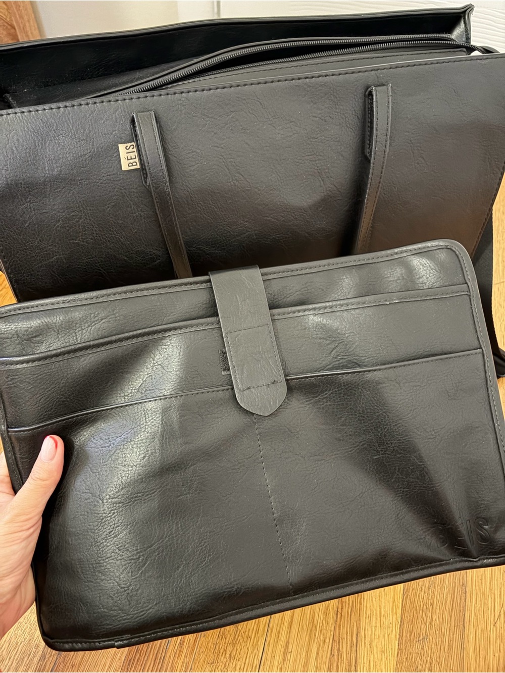 BEIS Black Large Work Tote with Detachable Shoulder Strap - Picture 4 of 7